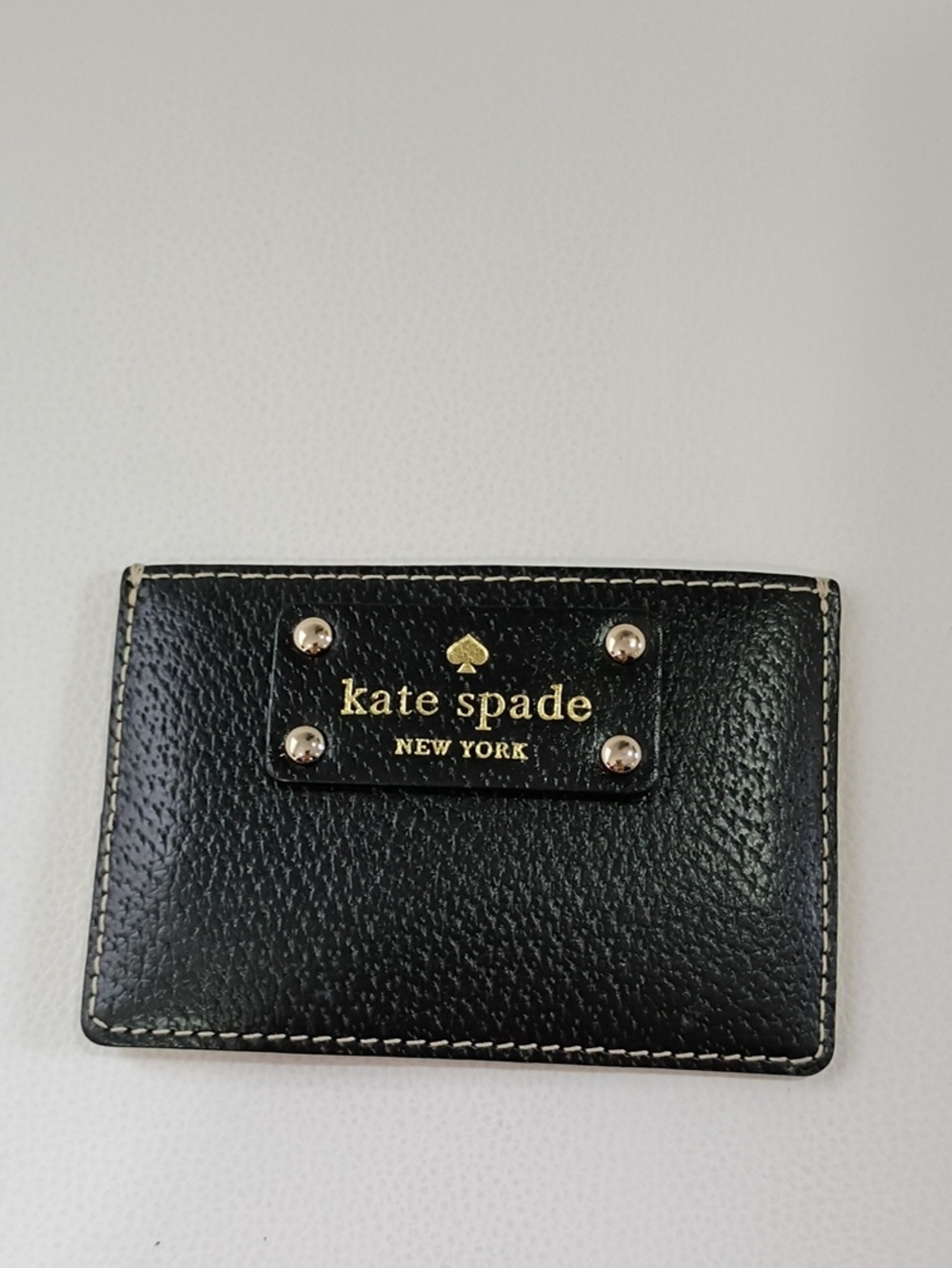 kate spade Black Leather Card Holder with Gold Logo